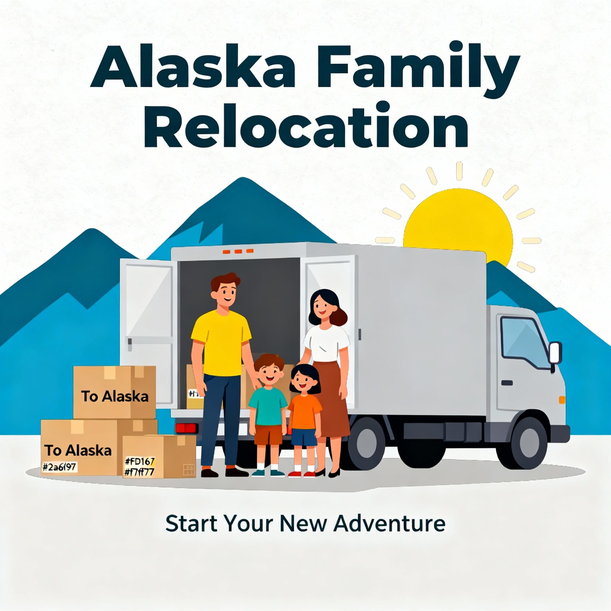 Alaska winter family routine illustration